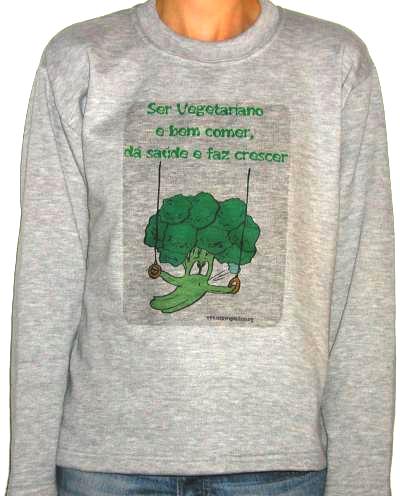 Sweat-shirt Ser Vegetariano e bem comer, d� sa�de e faz crescer
