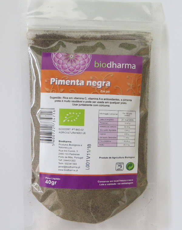 Pimenta negra biolgica em p 40 g 