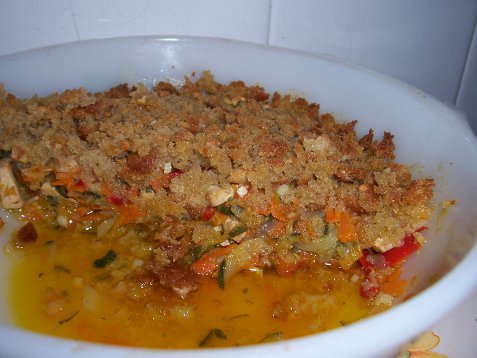 Gratinado de legumes com broa 